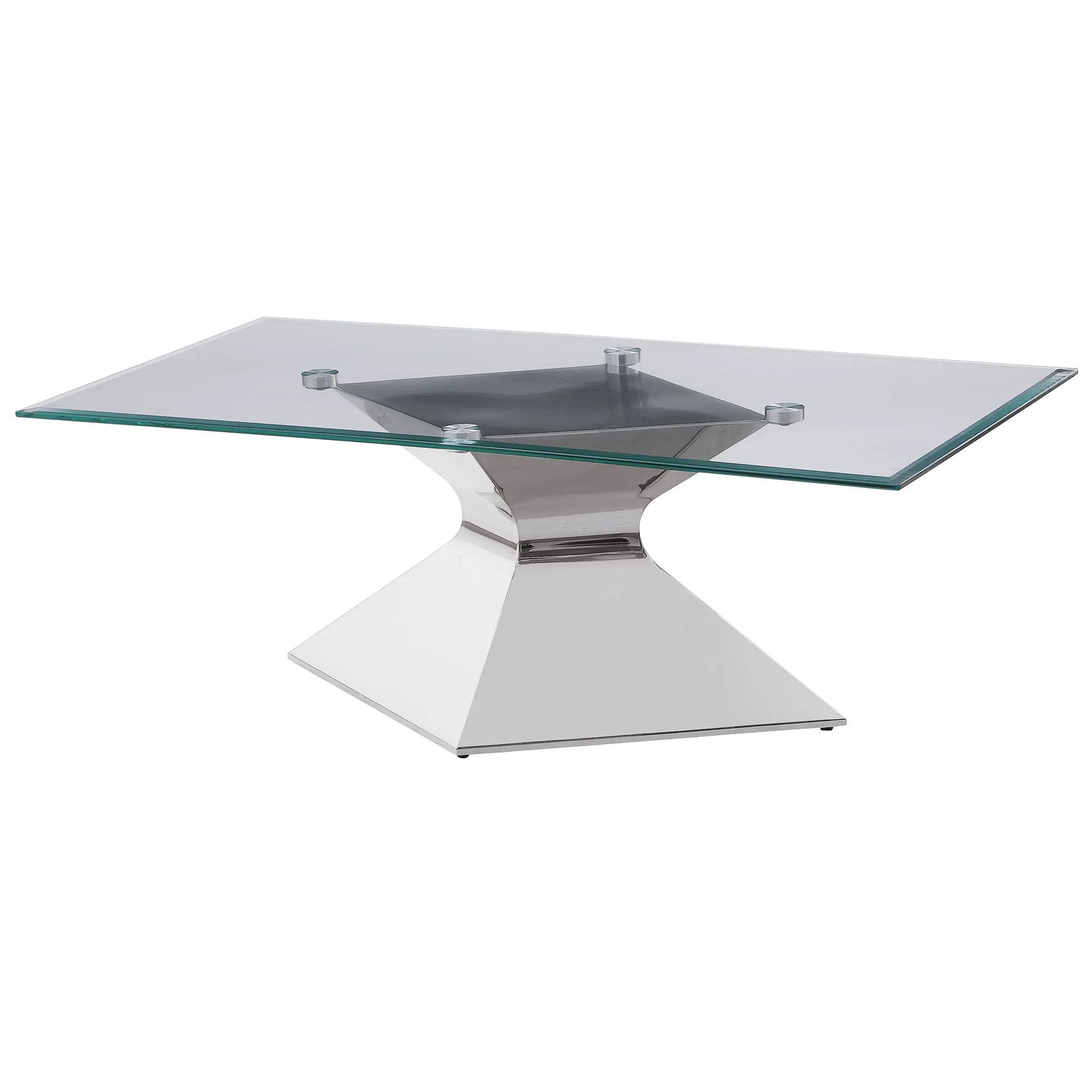 Jenny Glass Top Stainless Steel Coffee Table Chrome by Unique Piece Furniture