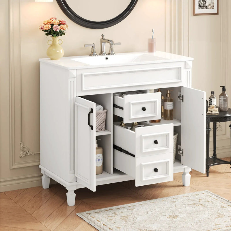 Bathroom Vanity With Top Sink, Basin On Cabinet With 2 Soft Closing Doors And 2 Drawers by Unique Piece Furniture