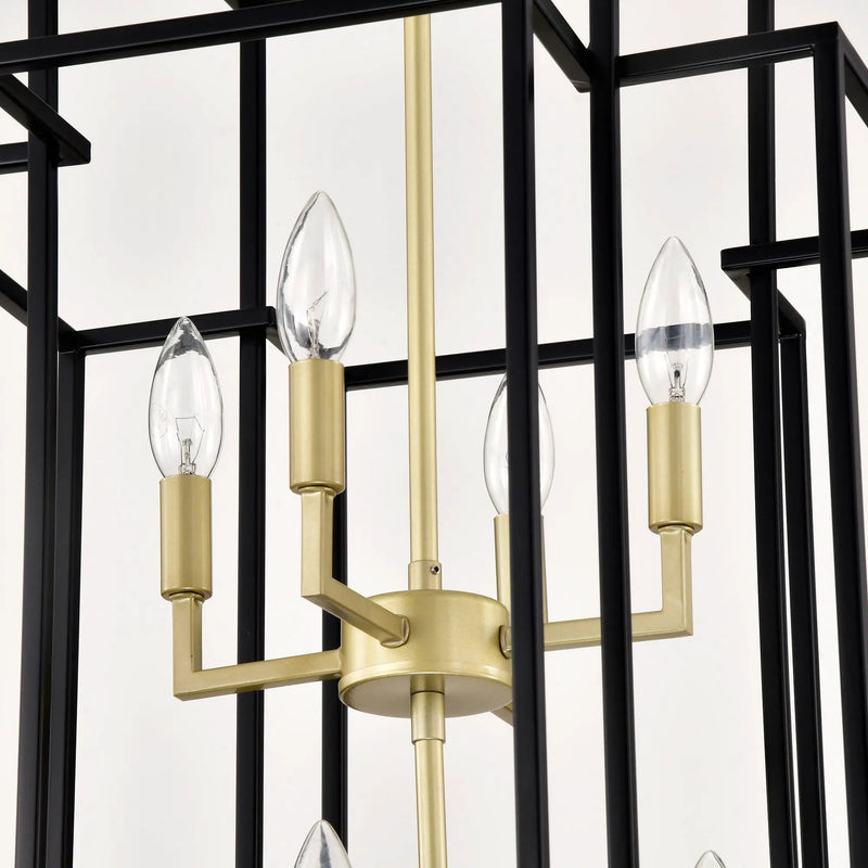 8 Light Lantern Chandelier Lighting, Entryway Chandeliers For High Ceilings, Chandeliers For Dining Room, Foyer, Entry, Staircase, Hallway, Height Adjustable (E12 Bulbs Not Included) by HouseOfZazla