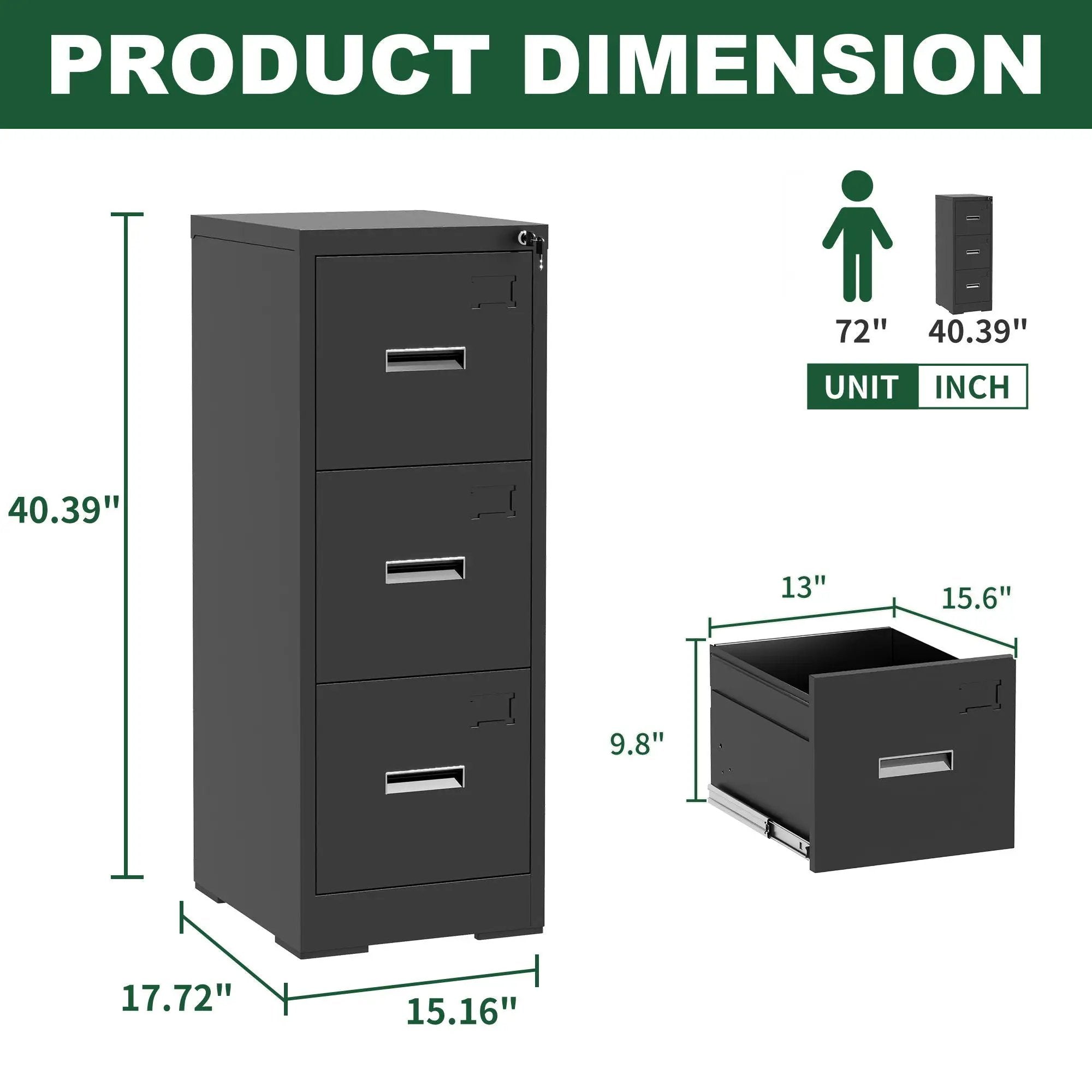 Modern Drawer Metal Vertical File Cabinet With Lock And Card Slot For Office by HouseOfZazla