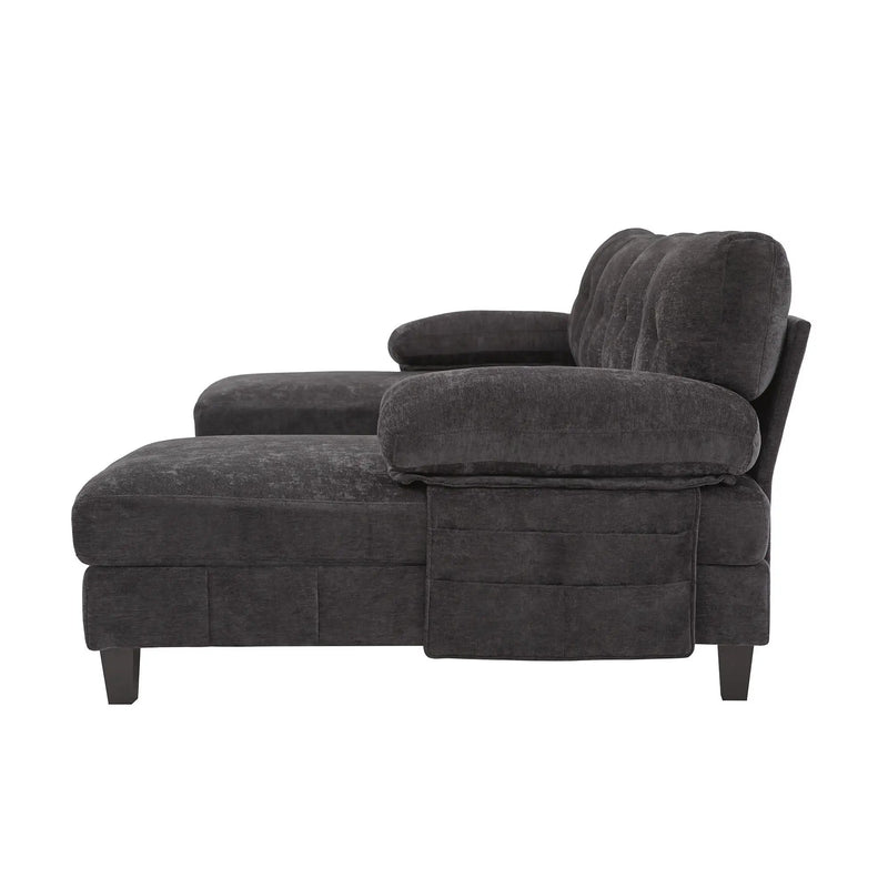 U-Shaped Sectional Sofa 103.5" Fabric Couch With Dual Chaise Lounges, Storage Pockets, Armrest Pillows by HouseOfZazla