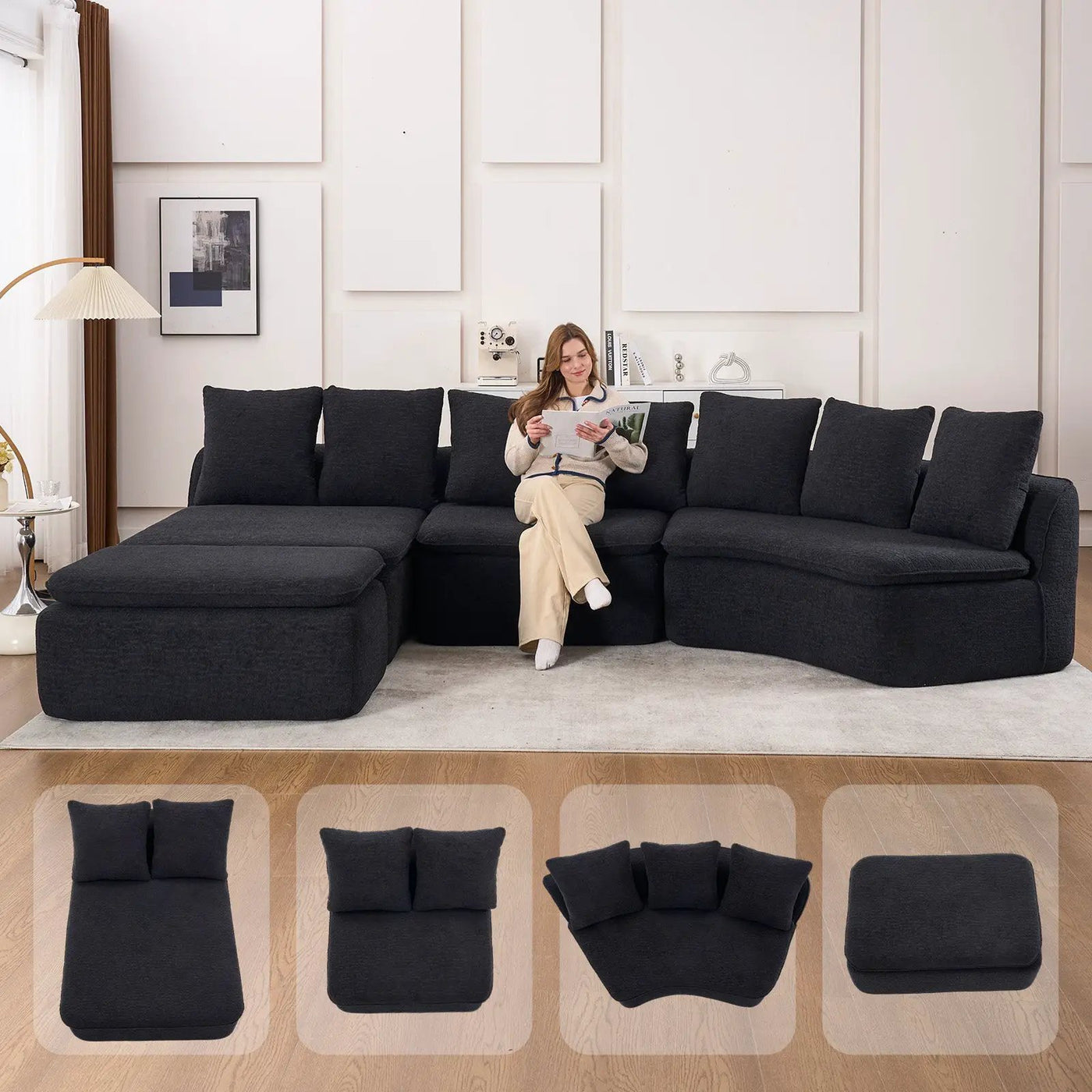 133'' Modular U-Shaped Sectional Compression Sofa by HouseOfZazla