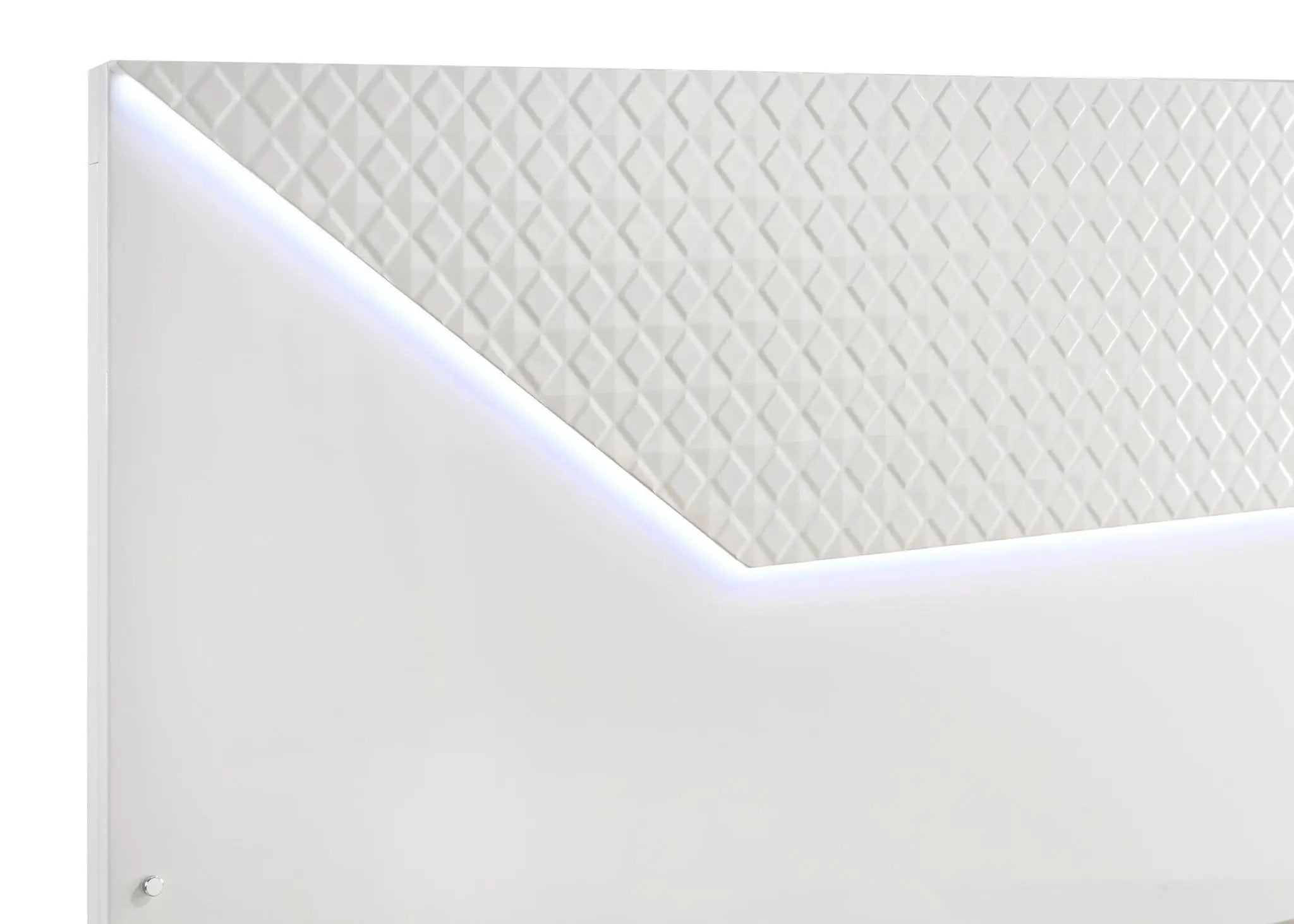 Ives Queen Panel Bed LED Headboard White High Gloss by Unique Piece Furniture