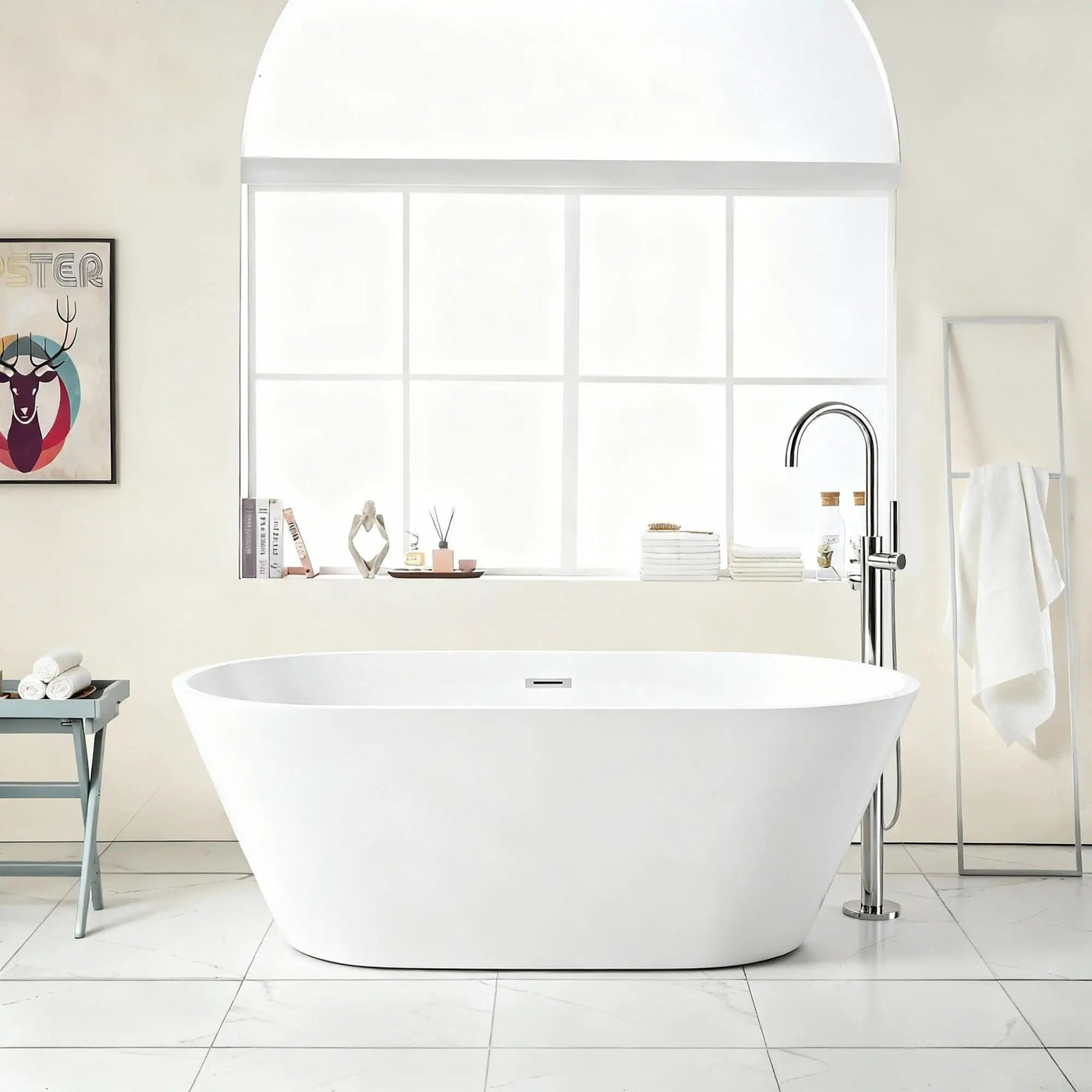 Gloss Freestanding Bathtub With Drain, Stand Alone Soaking Tub by HouseOfZazla