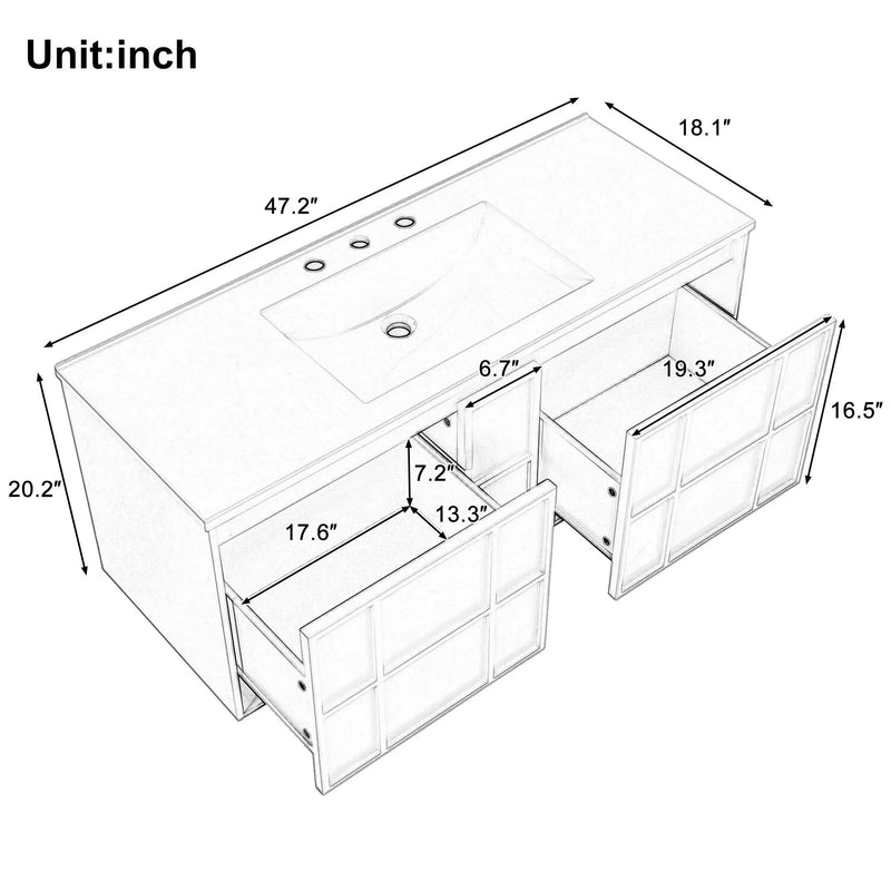 48 Inch Wall Mounted Bathroom Vanity Cabinet by HouseOfZazla
