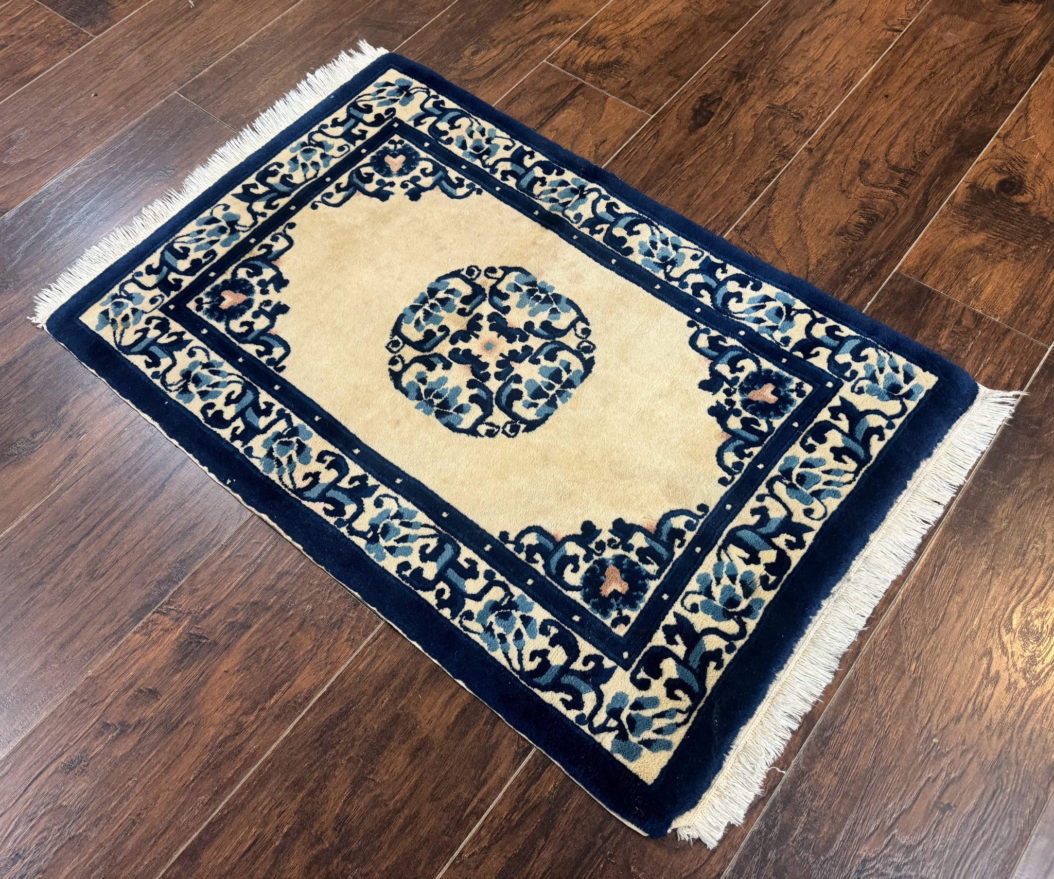 Chinese Peking Rug 2x3, Small Wool Chinese Carpet, Art Deco Rug by Jewel Rugs
