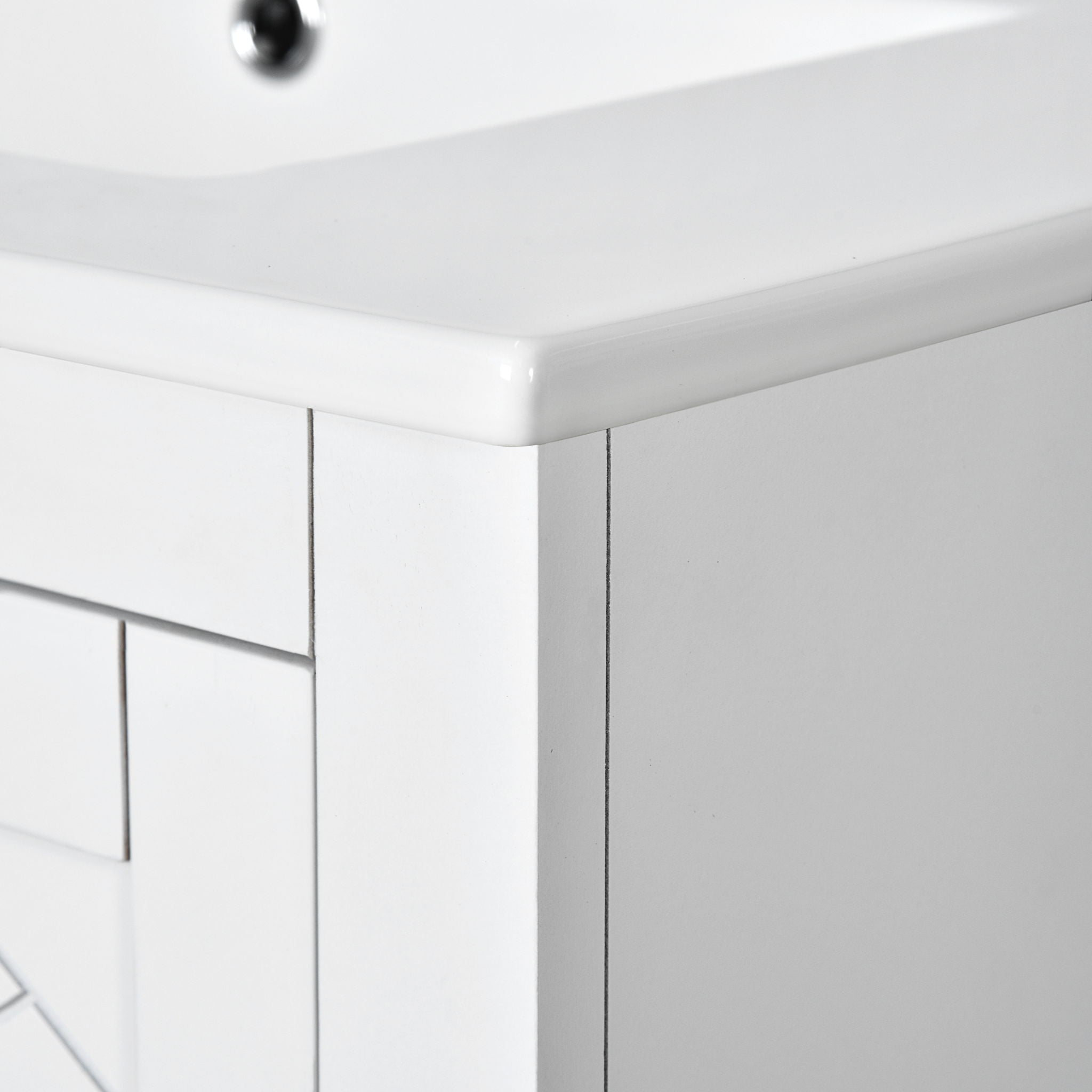 Ceramic Sink Combo, Freestanding Vanity Set With 3 Drawers & Soft Closing Doors by HouseOfZazla
