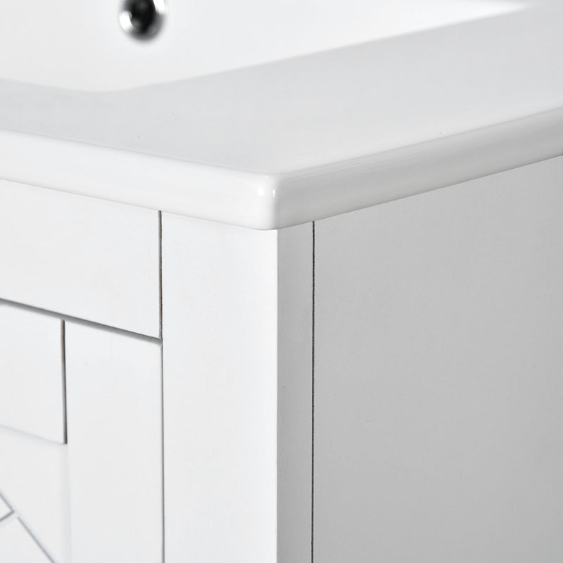Ceramic Sink Combo, Freestanding Vanity Set With 3 Drawers & Soft Closing Doors by HouseOfZazla