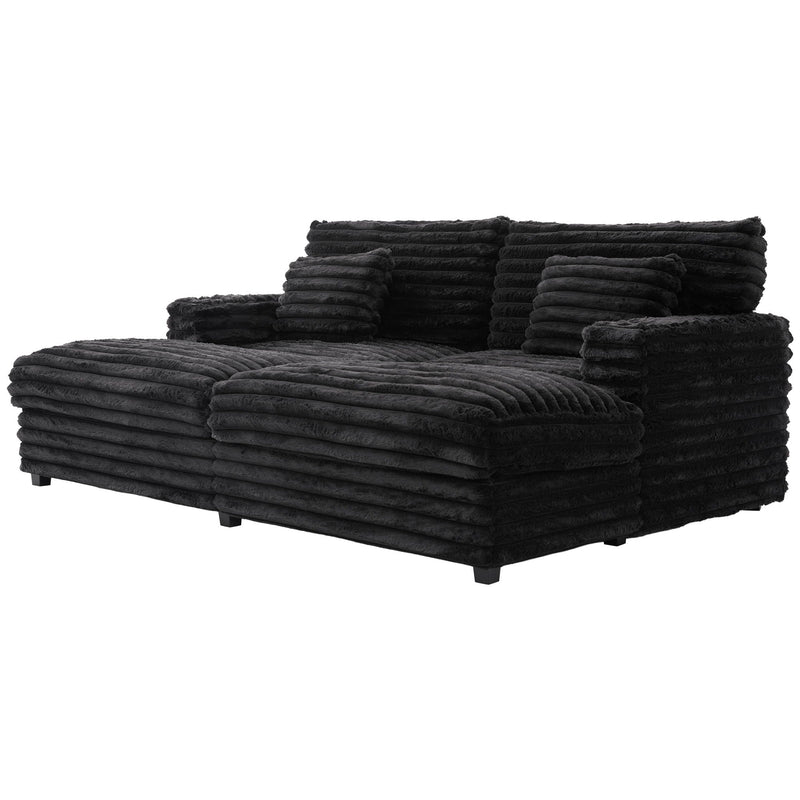 Oversized Double Chaise Lounge Sofa Bed With USB Ports And Cup Holders