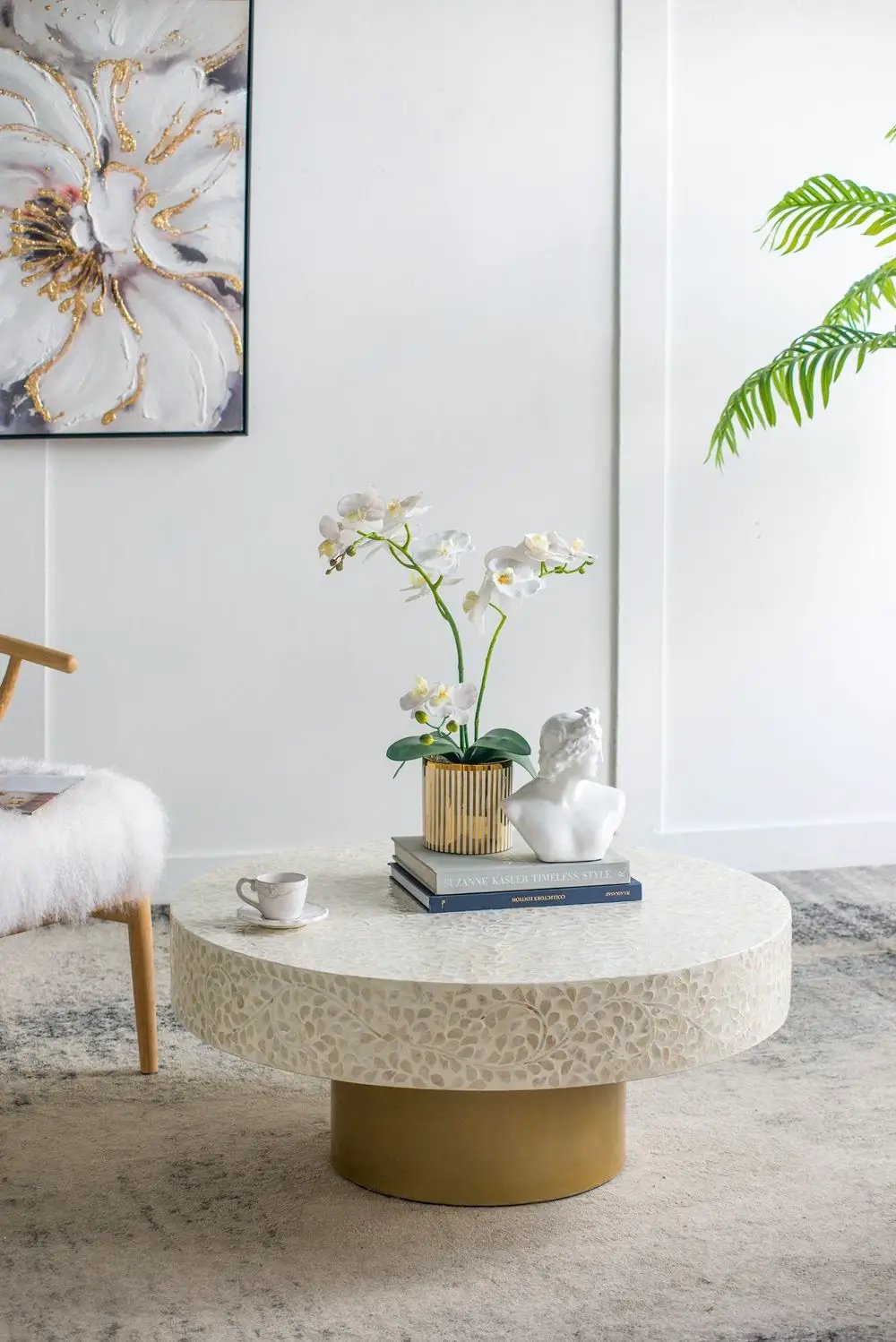 Unique Capiz Coffee Table & Pedestal Base by HouseOfZazla