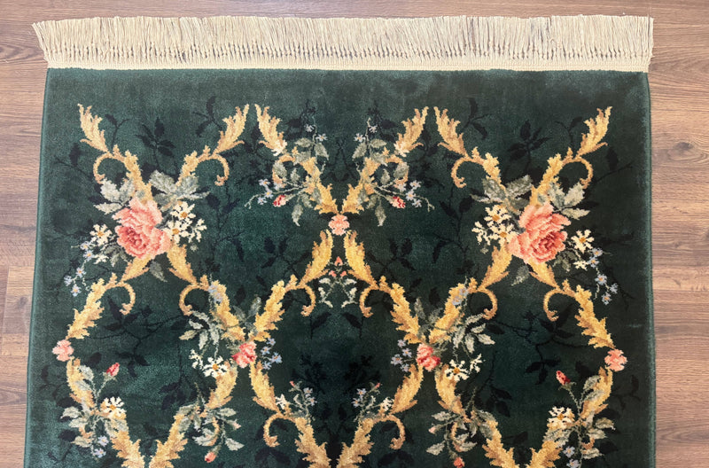 Karastan Garden of Eden Rug 4x6, Green Savonnerie 509/1733, Original Discontinued Vintage Karastan Carpet by Jewel Rugs