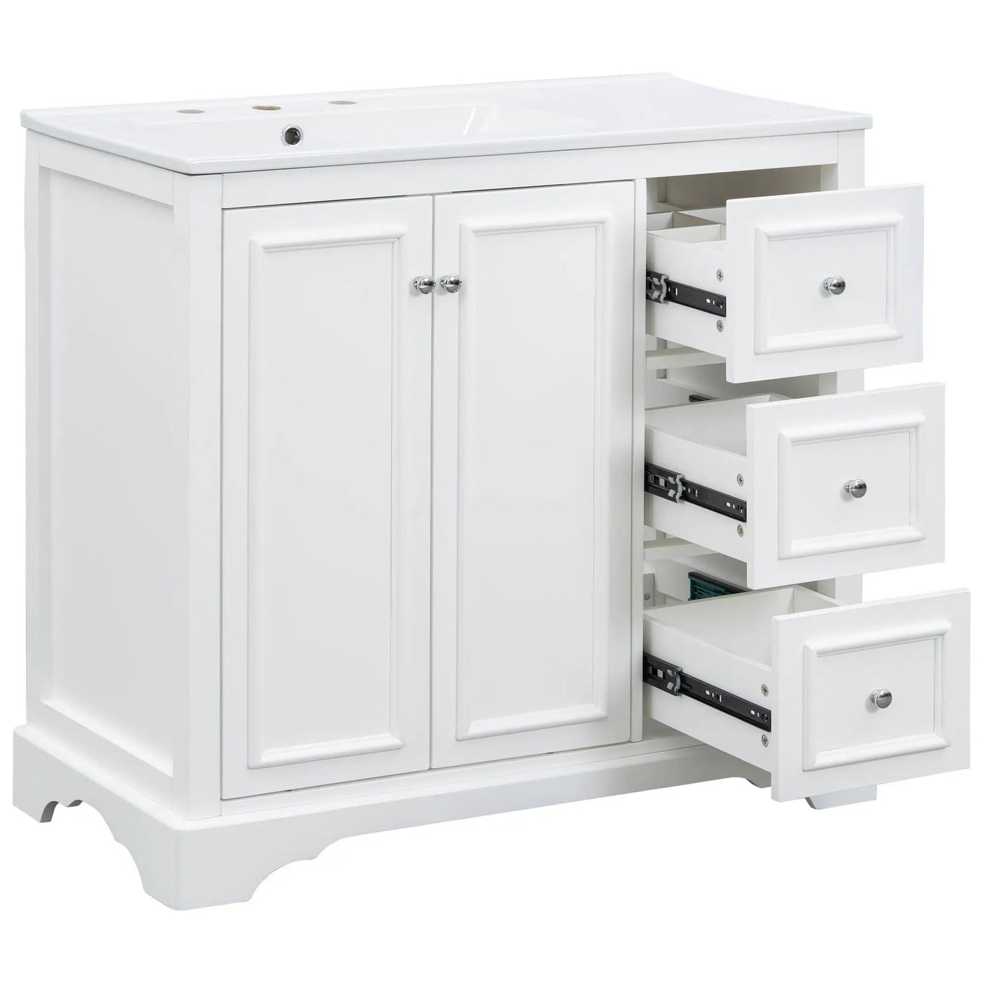 Bathroom Vanity With Sink, Soft-Close Doors, Adjustable U-Shelf, 3 Drawers by HouseOfZazla