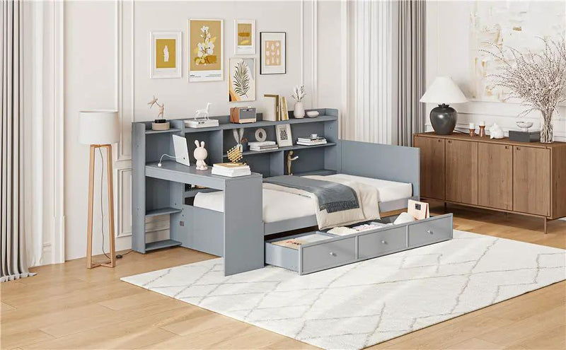 Daybed With 3 Drawers USB Ports And Desk by HouseOfZazla
