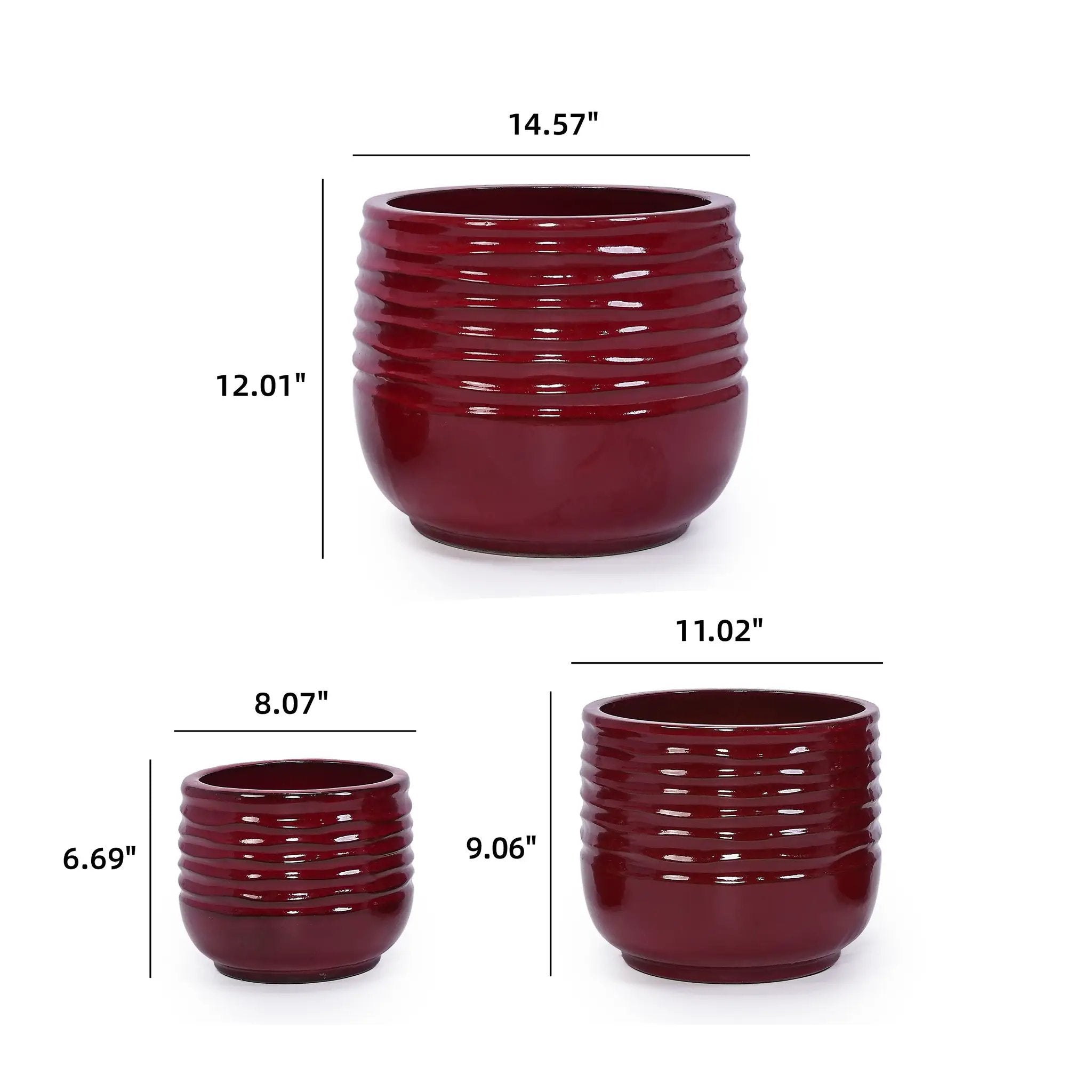 Handmade Glazed Ceramic Planter Set of 3 by HouseOfZazla