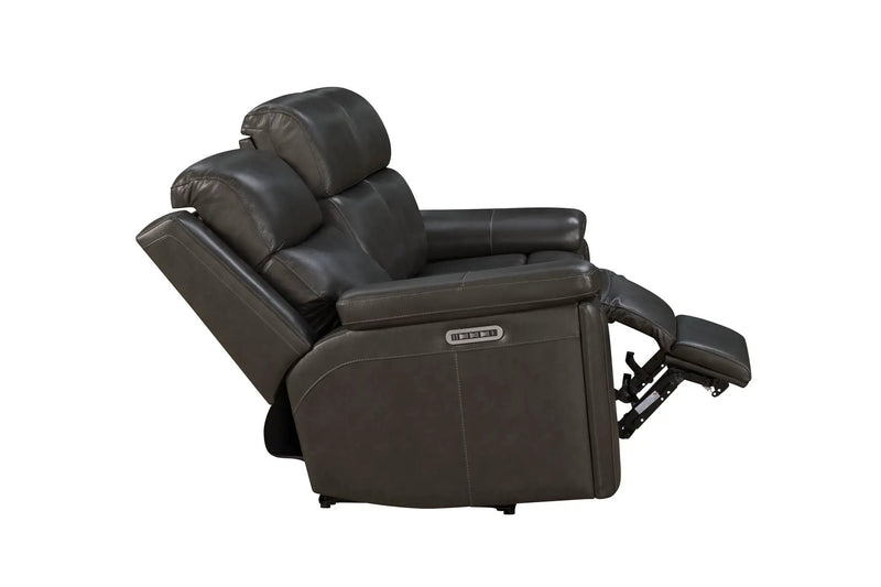 Leon - Power Sofa Recliner With Power Headrest, Power Lumbar, Heat And Massage (Dropdown Table With Smart Tabletop Control) - Smokey Gray by Unique Piece Furniture