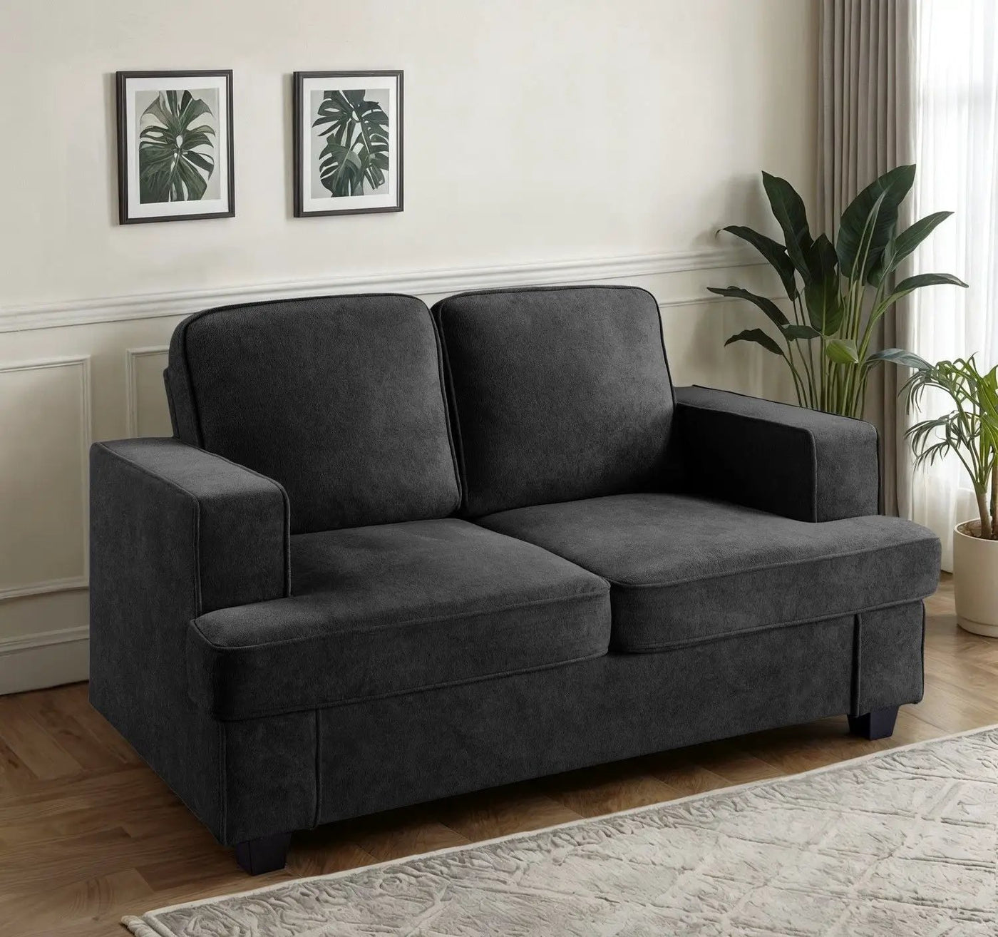 Modern Loveseat, Comfortable 2 Seater Couch With Deep Seating, Loose Back Cushions, Wide Arms by Unique Piece Furniture