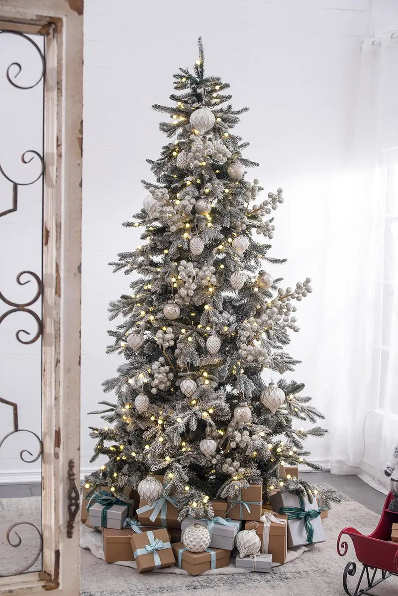 Christmas Ball Ornaments, Glass Decorative Hanging Ball Christmas Tree Ornaments, For Holiday Party Decorations (Set of 6) - White by Unique Piece Furniture
