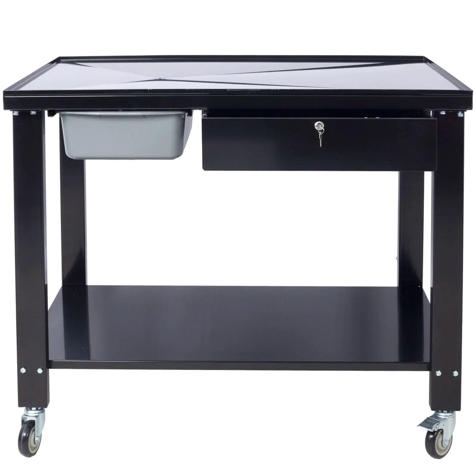 Transmission Teardown Work Station 1 / 2 Ton Capacity Sloping Drain Table Locking Drawer Removable Drain Basin Full-Width Lower Shelf Four 4" Caster Wheels by HouseOfZazla