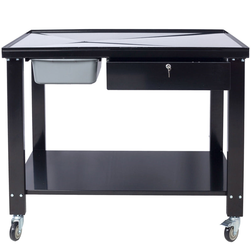 Transmission Teardown Work Station 1 / 2 Ton Capacity Sloping Drain Table Locking Drawer Removable Drain Basin Full-Width Lower Shelf Four 4" Caster Wheels by HouseOfZazla