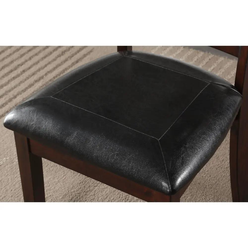 Ingeborg - 5 Piece Dining Set - Black Synthetic Leather & Espresso by Unique Piece Furniture