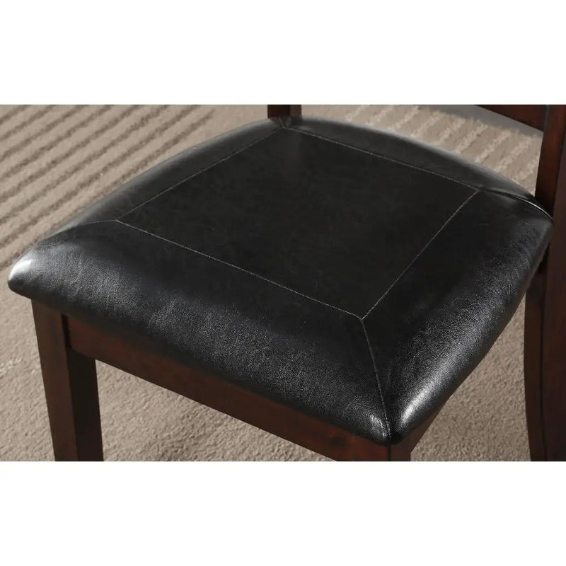 Ingeborg - 5 Piece Dining Set - Black Synthetic Leather & Espresso by Unique Piece Furniture