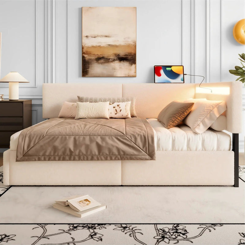 Full Size Upholstered Cloud Bed Frame with Headboard by HouseOfZazla
