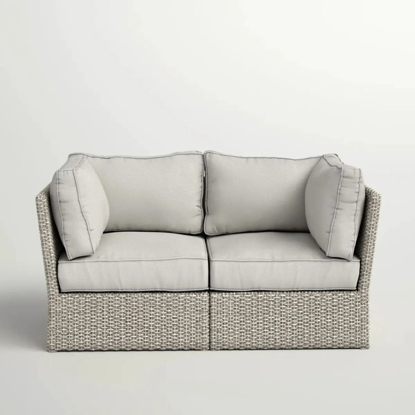 Modern Patio Wicker Loveseat With Cushions by HouseOfZazla