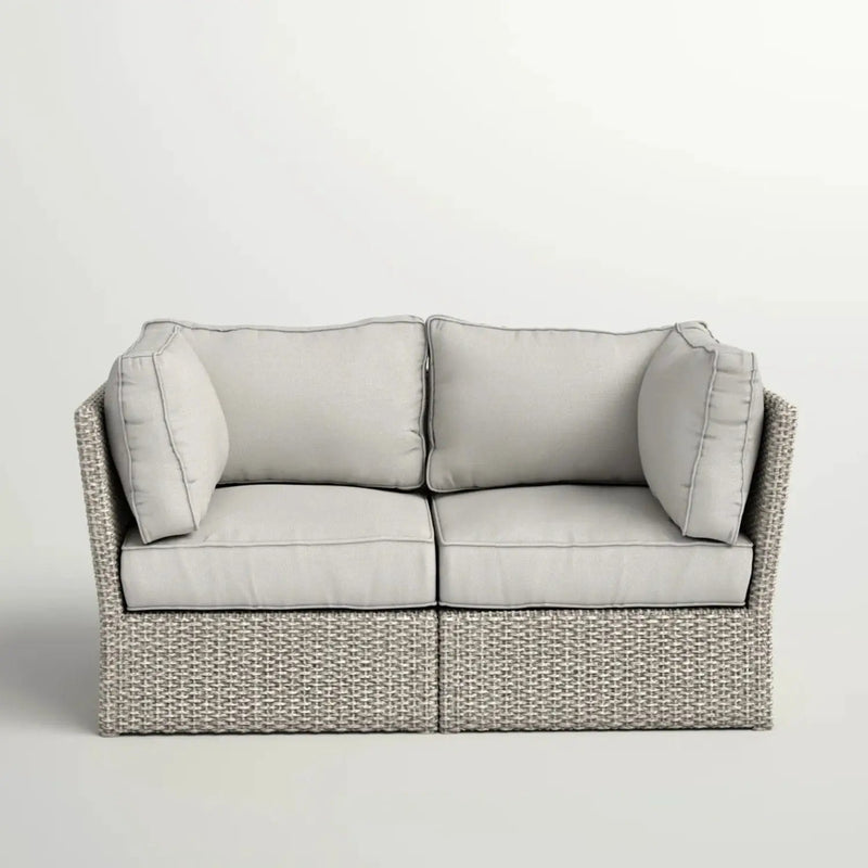 Modern Patio Wicker Loveseat With Cushions by HouseOfZazla