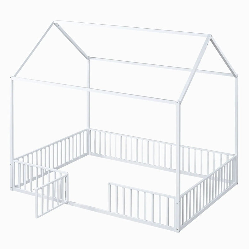 Metal House Bed With Fence And Door by HouseOfZazla