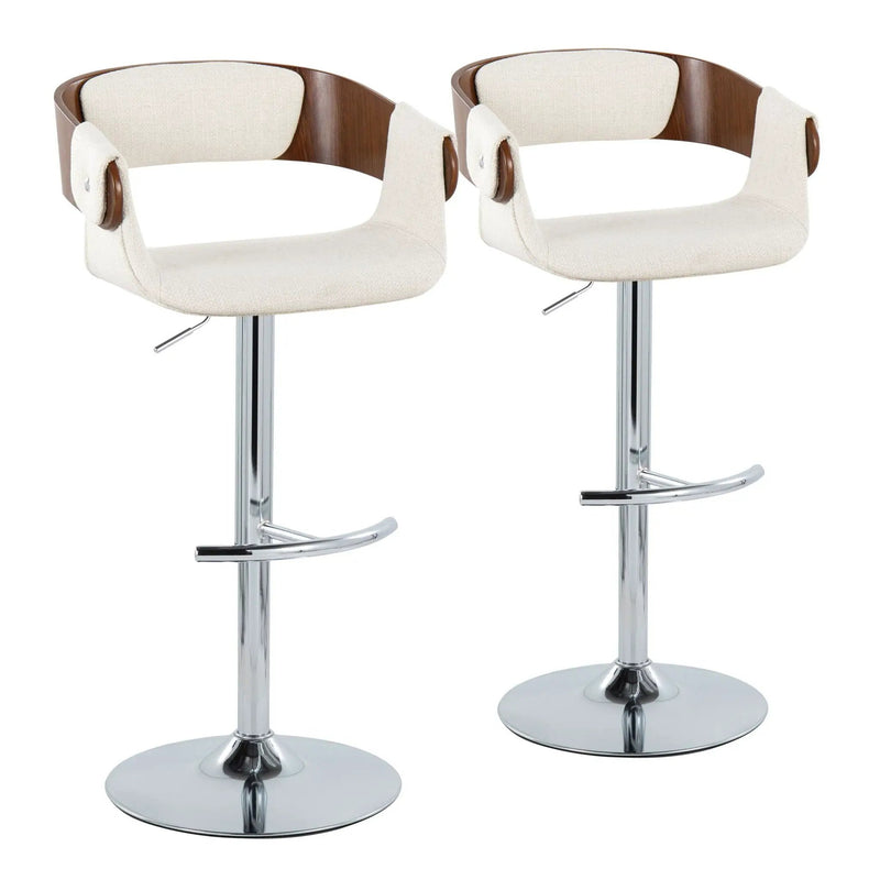 Elisa - Mid Century Modern Adjustable Barstool With Swivel With Rounded T Footrest (Set of 2) by Unique Piece Furniture