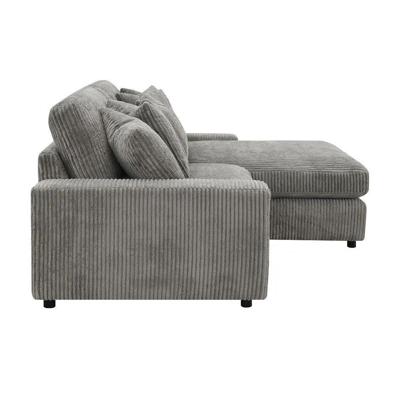 Tavia - Reversible Sectional Sofa With 6 Pillows - Gray Corduroy by Unique Piece Furniture
