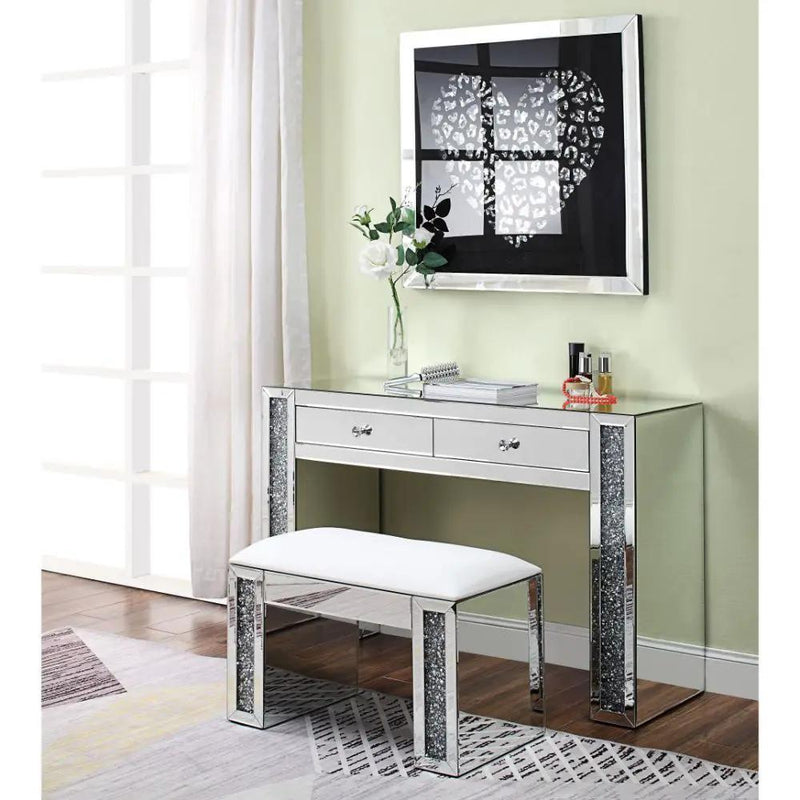Noralie - Vanity Desk - Faux Diamonds & Mirrored by Unique Piece Furniture
