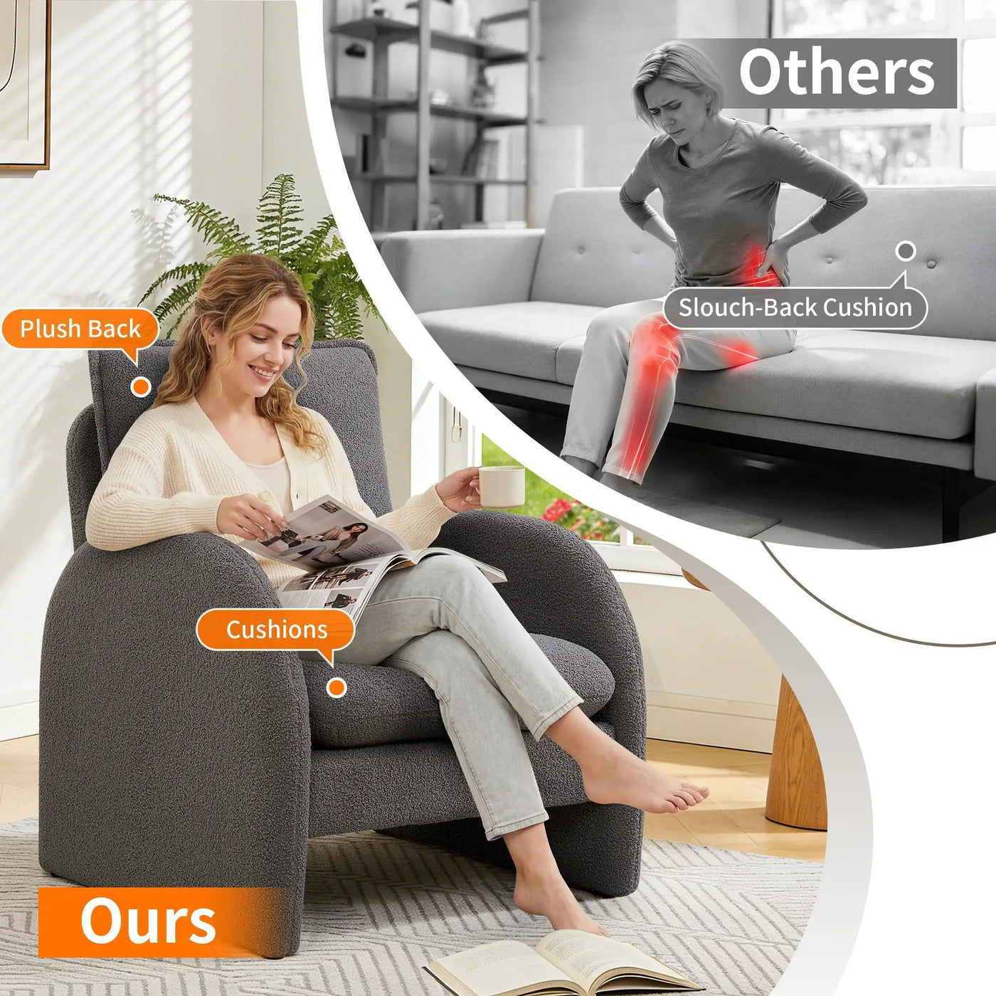 Modern Sherpa Upholstered Accent Chair, Comfortable Living Room Armchair, Lounge Chair For Bedroom, And Office by Unique Piece Furniture