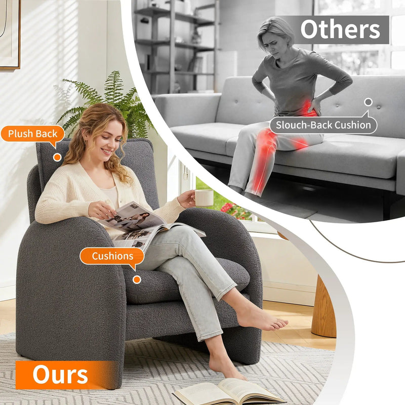 Modern Sherpa Upholstered Accent Chair, Comfortable Living Room Armchair, Lounge Chair For Bedroom, And Office by Unique Piece Furniture