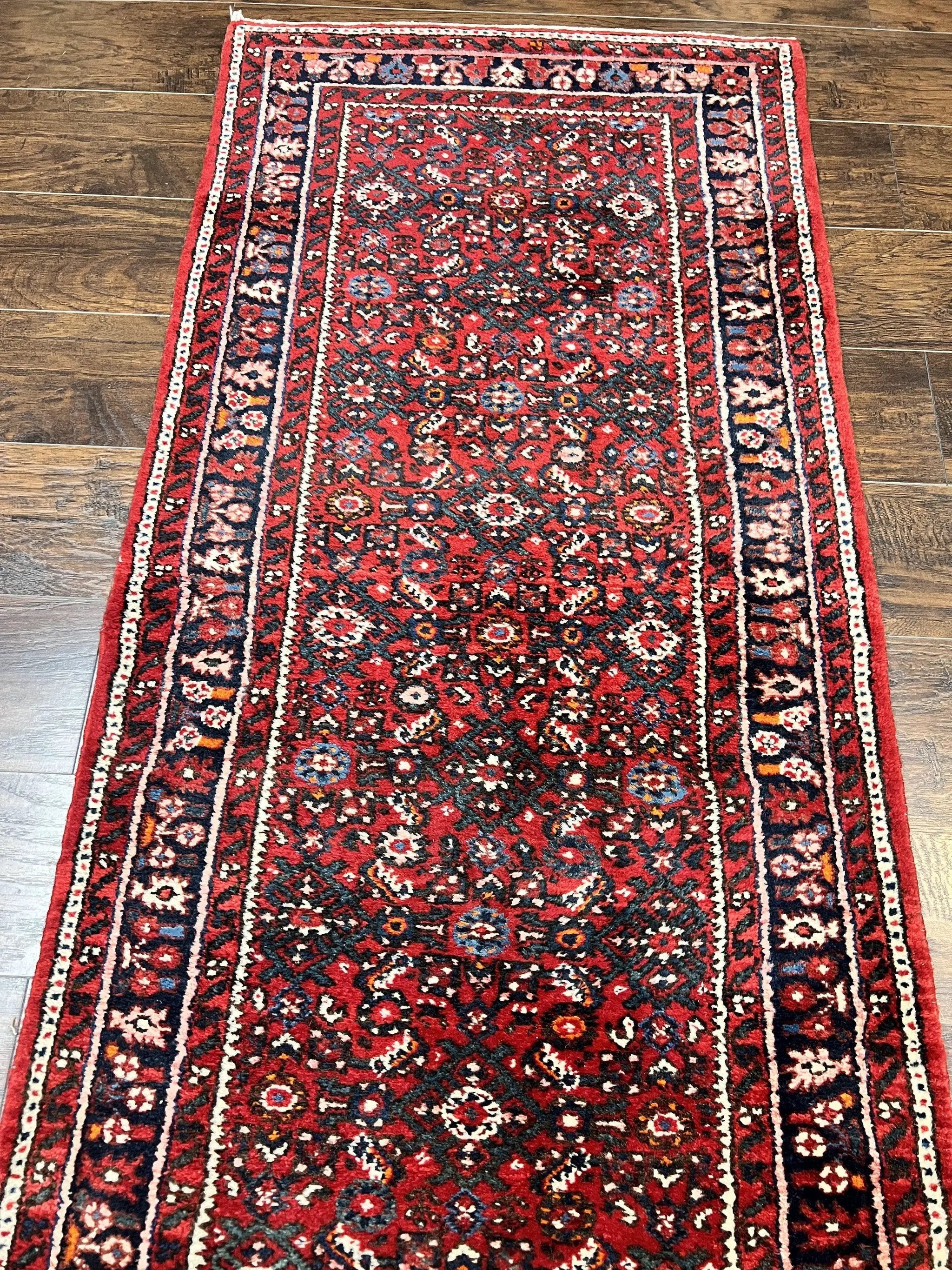 Long Persian Runner Rug 2.9 x 17, Red Handmade Wool Rug for Hallway, Antique Persian Carpet, 17ft Runner, Persian Hamadan Dargazine Rug by Jewel Rugs
