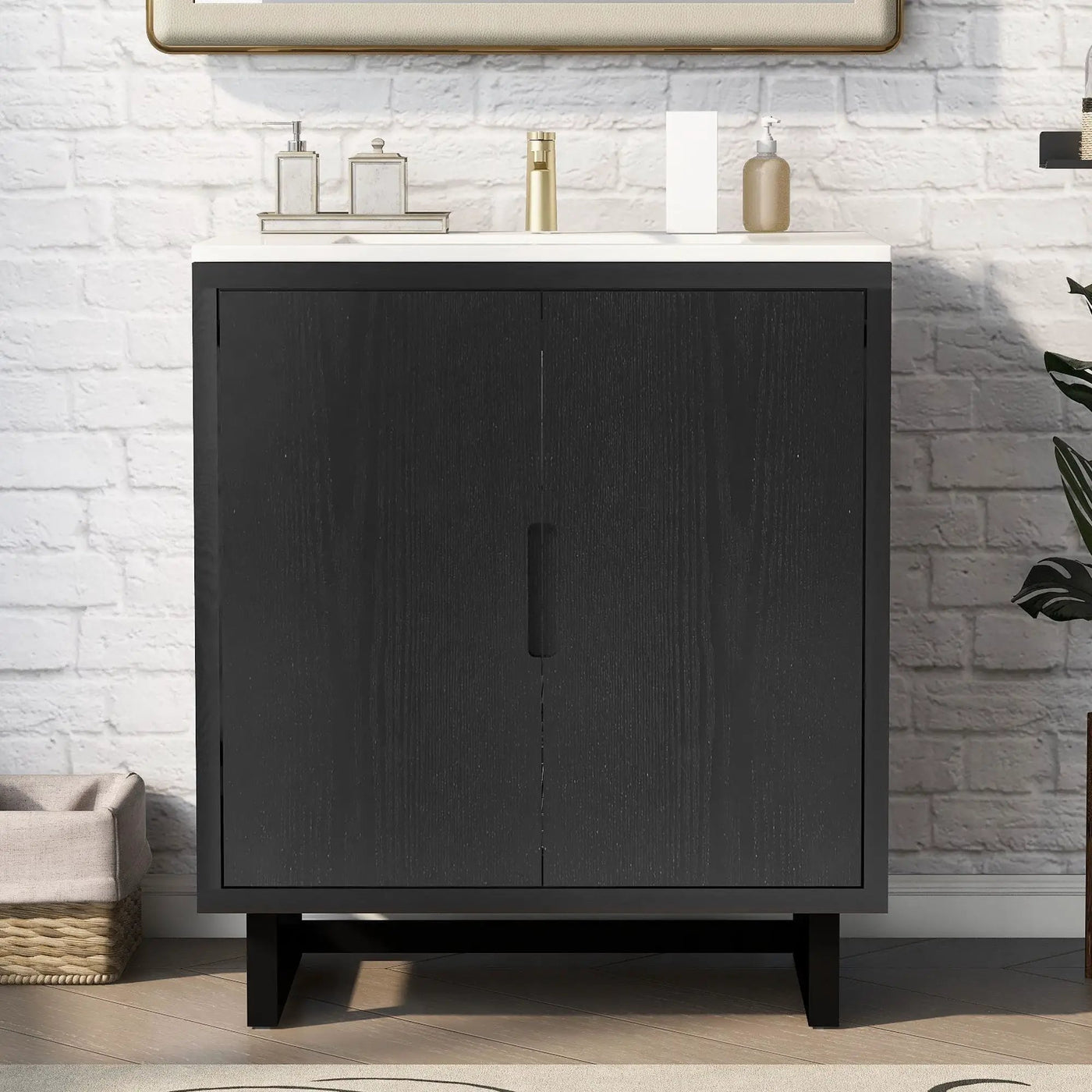 Bathroom Vanity Set With Sink, Combo Cabinet, Bathroom Storage Cabinet, Solid Wood Frame by Unique Piece Furniture