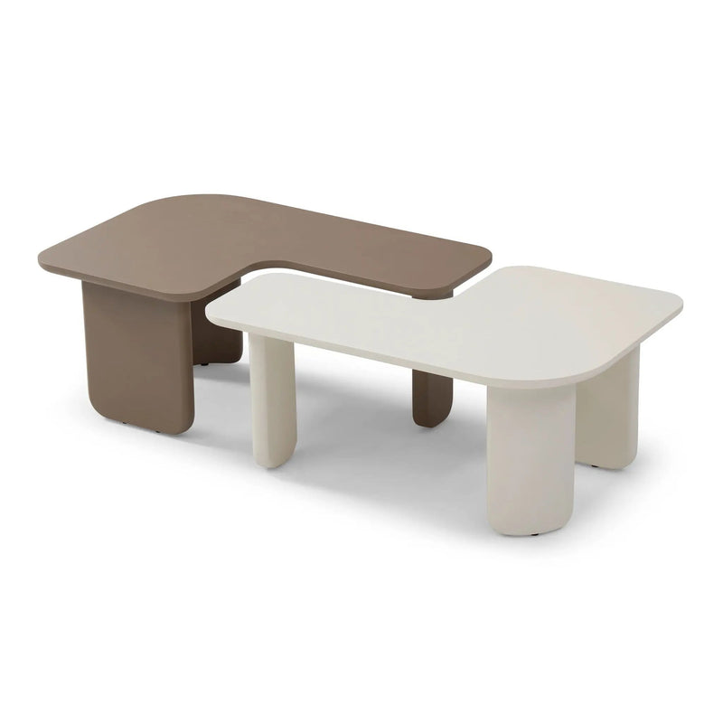 2 Pieces Modular Coffee Table Set, Free Combination - Khaki / White by Unique Piece Furniture