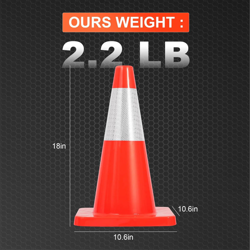 18-Inch Traffic Safety Cones, 2-Pack, PVC Road Cones with Reflective Collar by HouseOfZazla