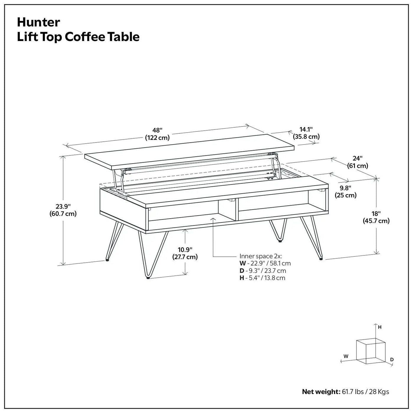 Hunter - Handcrafted Lift Top Coffee Table by Unique Piece Furniture