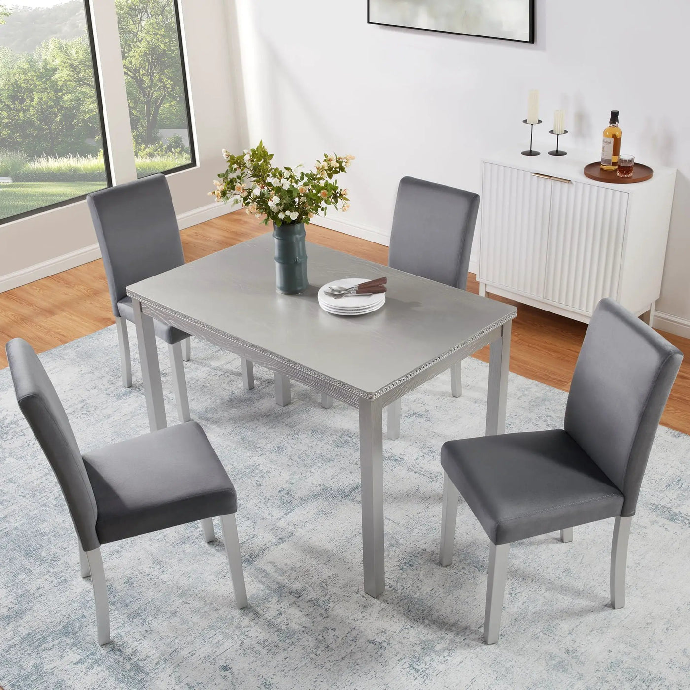 Dining Table Set, Table With A Rectangular Table And Upholstered Chairs by Unique Piece Furniture