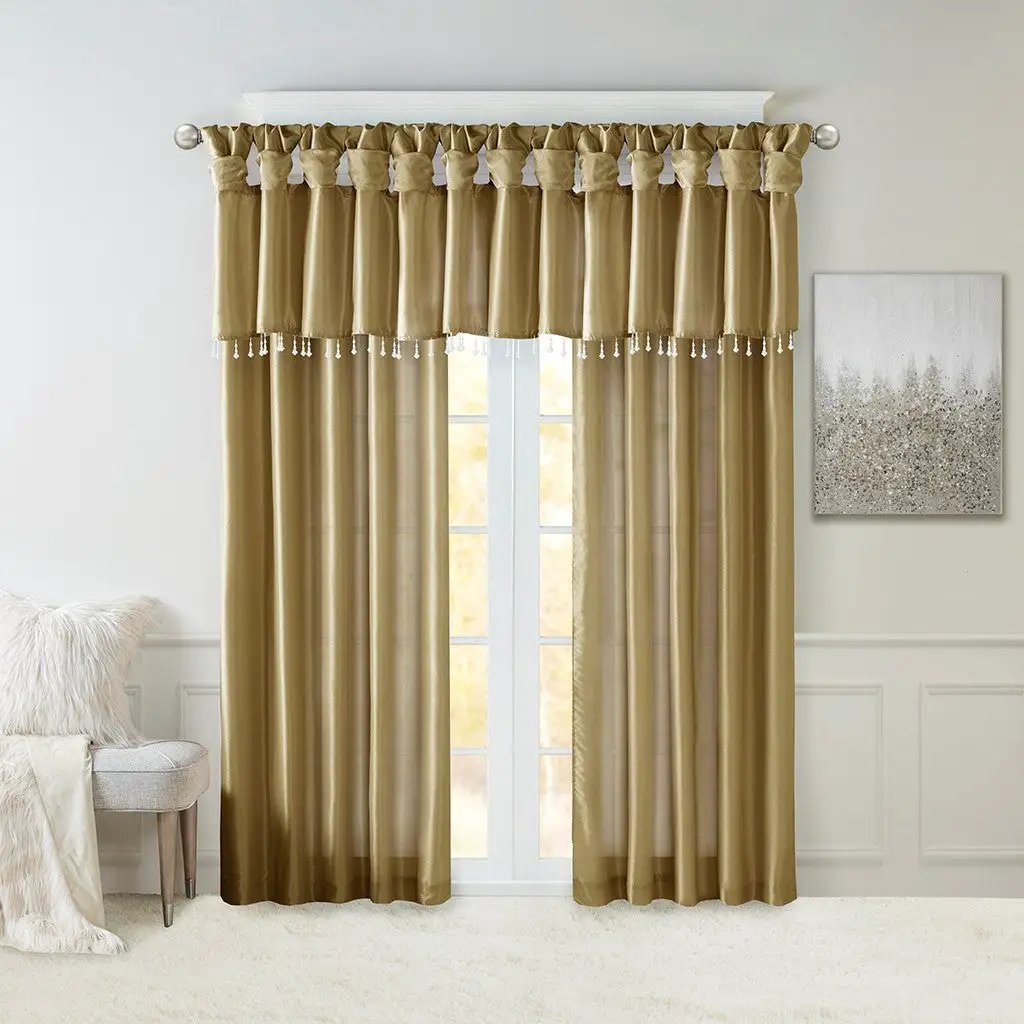 Twist Tab Lined Window Curtain Panel Bronze 50x84 by HouseOfZazla