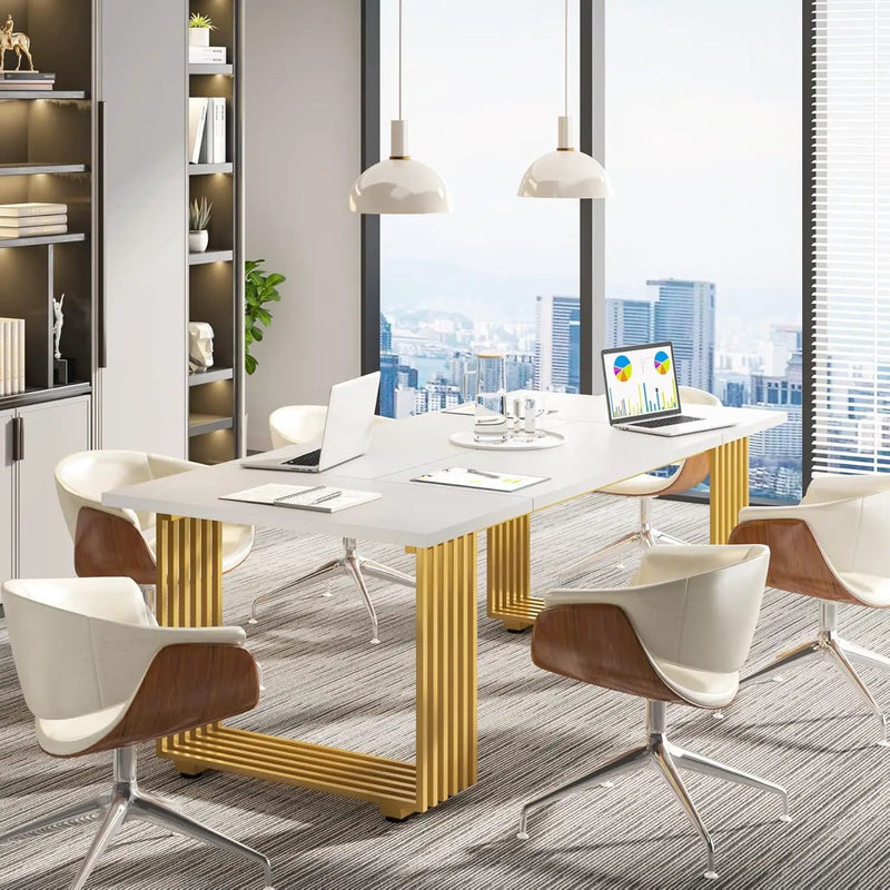Office Executive Desk For Home Office - White / Gold by HouseOfZazla