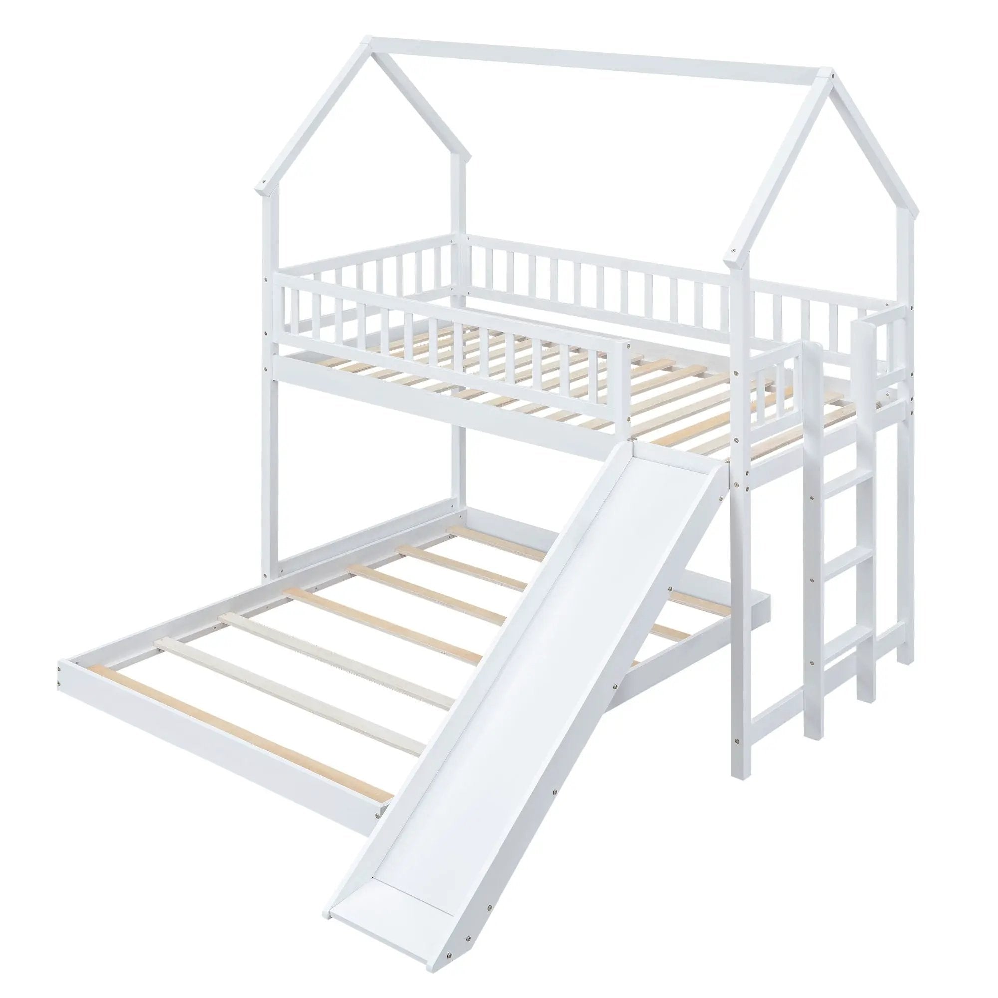 House Bunk Bed With Slide And Built In Ladder by HouseOfZazla