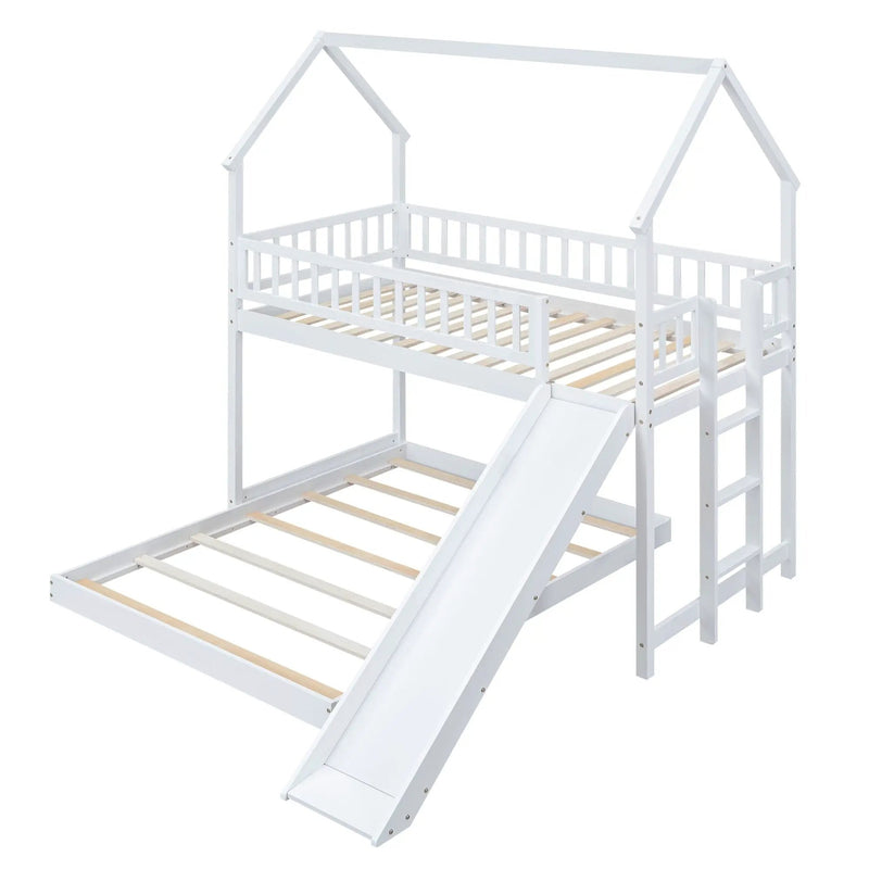 House Bunk Bed With Slide And Built In Ladder by HouseOfZazla