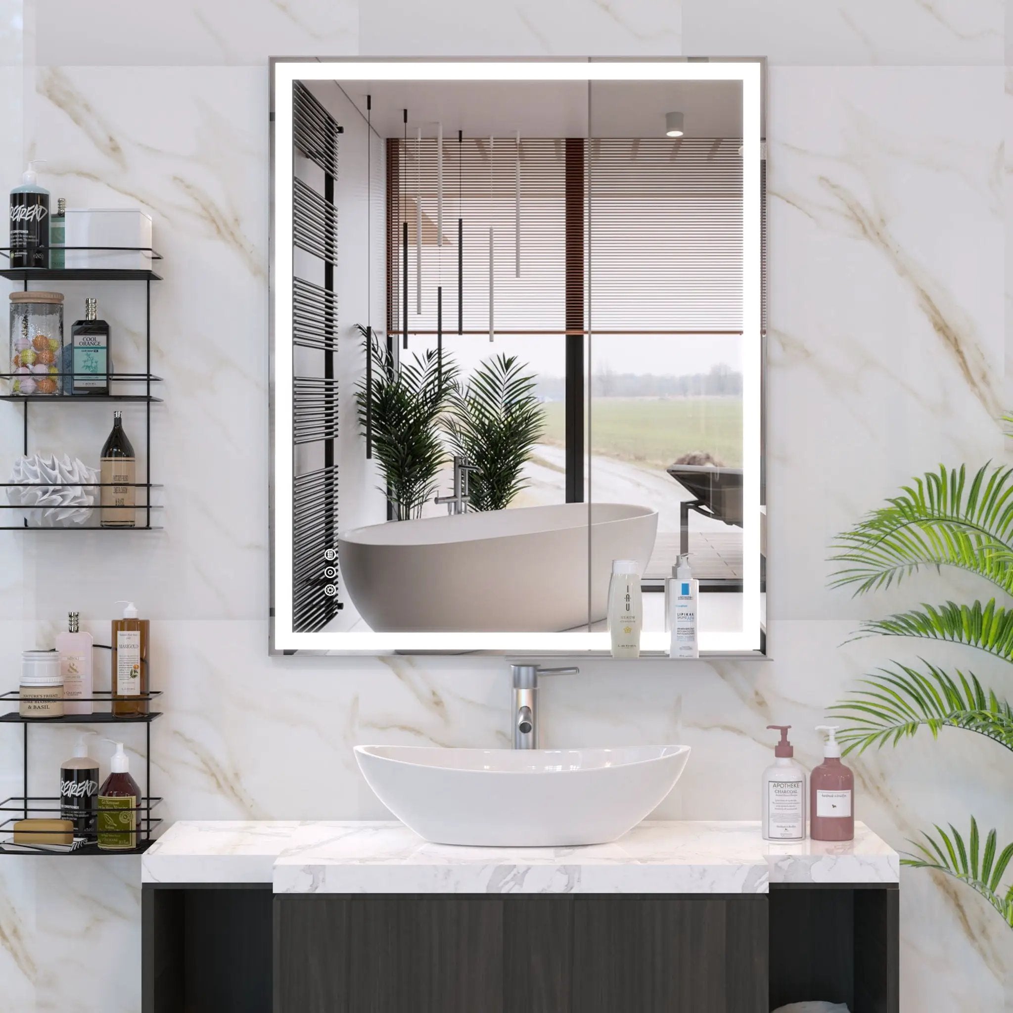 LED Bathroom Vanity Mirror Wall Mounted Adjustable / Warm / Natural Lights Anti-Fog Touch Switch With Memory Modern Smart Large Bathroom Mirrors by HouseOfZazla