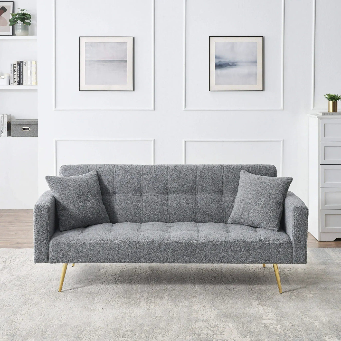Teddy Fleece Sofa Bed With Luxurious Throw Pillows by Unique Piece Furniture