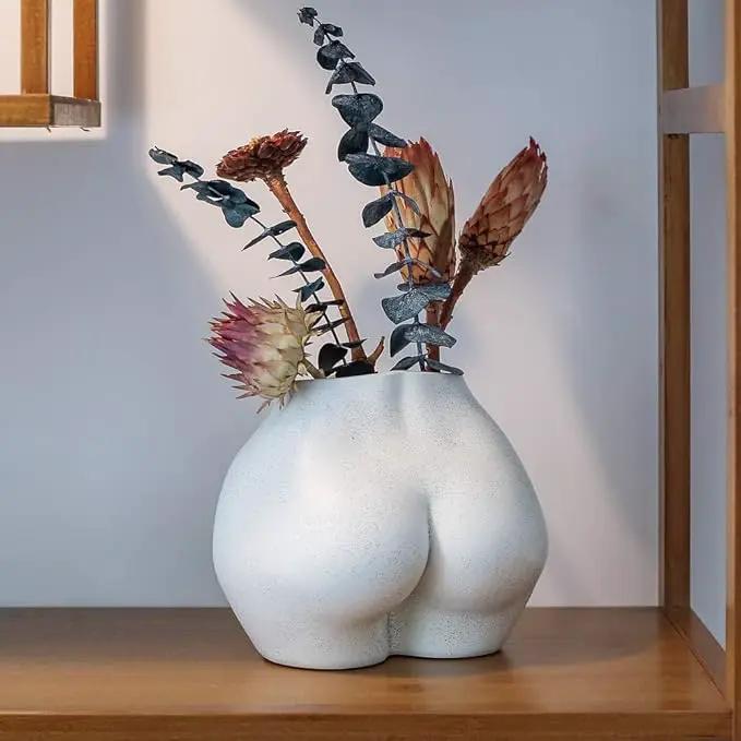FROZZUR Body Plant Pot Butt Vase, Female Flower Pot, Resin Modern Boho Planter, White, Oval, Drainage Holes, Indoor, Table Top, Home Decor by GreenHaven Gardens
