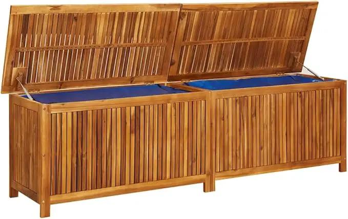 vidaXL Outdoor Storage Box, Deck Box with Gas-Lift Lid, Storage Chest with Water-Resistant Zippered Bag Inside, 78.7''x19.7''x22.8'', Solid Acacia Wood by GreenHaven Gardens