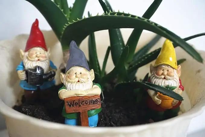 MUAMAX Miniature Gnome Figurines Fairy Gardens Gnomes Accessories Gift for Garden Little Gnomes Small Gnome 3'' by GreenHaven Gardens