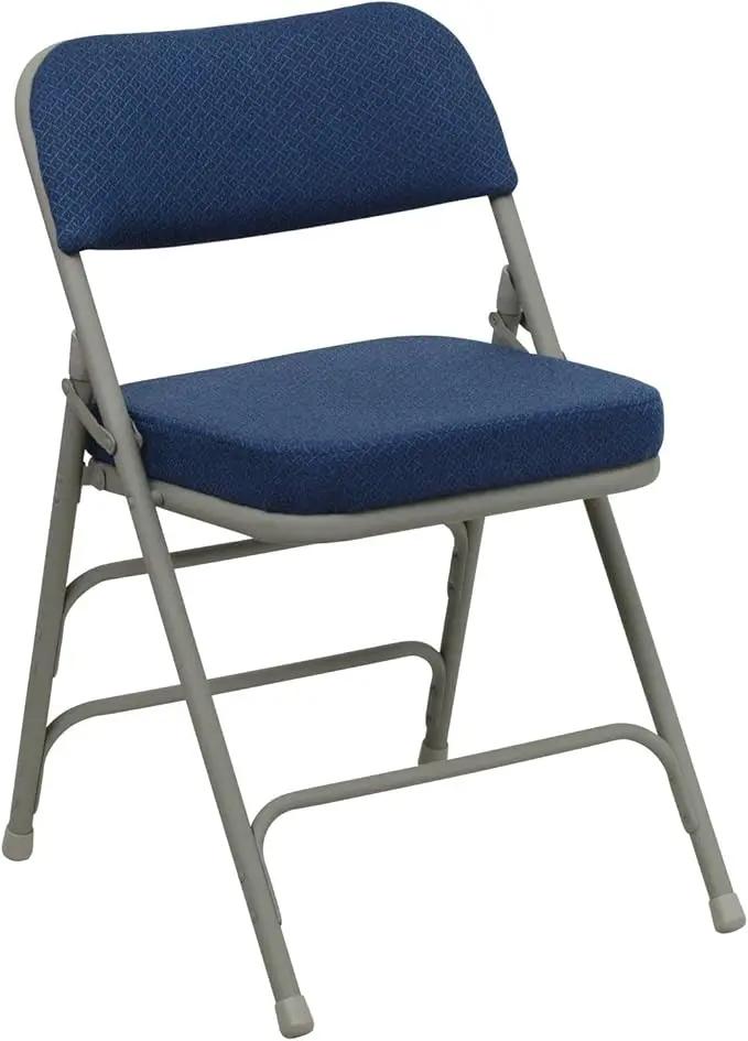Flash Furniture Hercules Series Metal Folding Chairs with Cushioned Seat, Fabric Upholstered Event Chairs with 300-lb. Static Weight Capacity, Set of 4, Navy by GreenHaven Gardens
